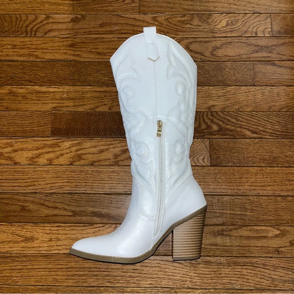 Berness Arizona Quilted Cowboy Boots White Women’s Size 8 Western Design - Picture 6 of 13